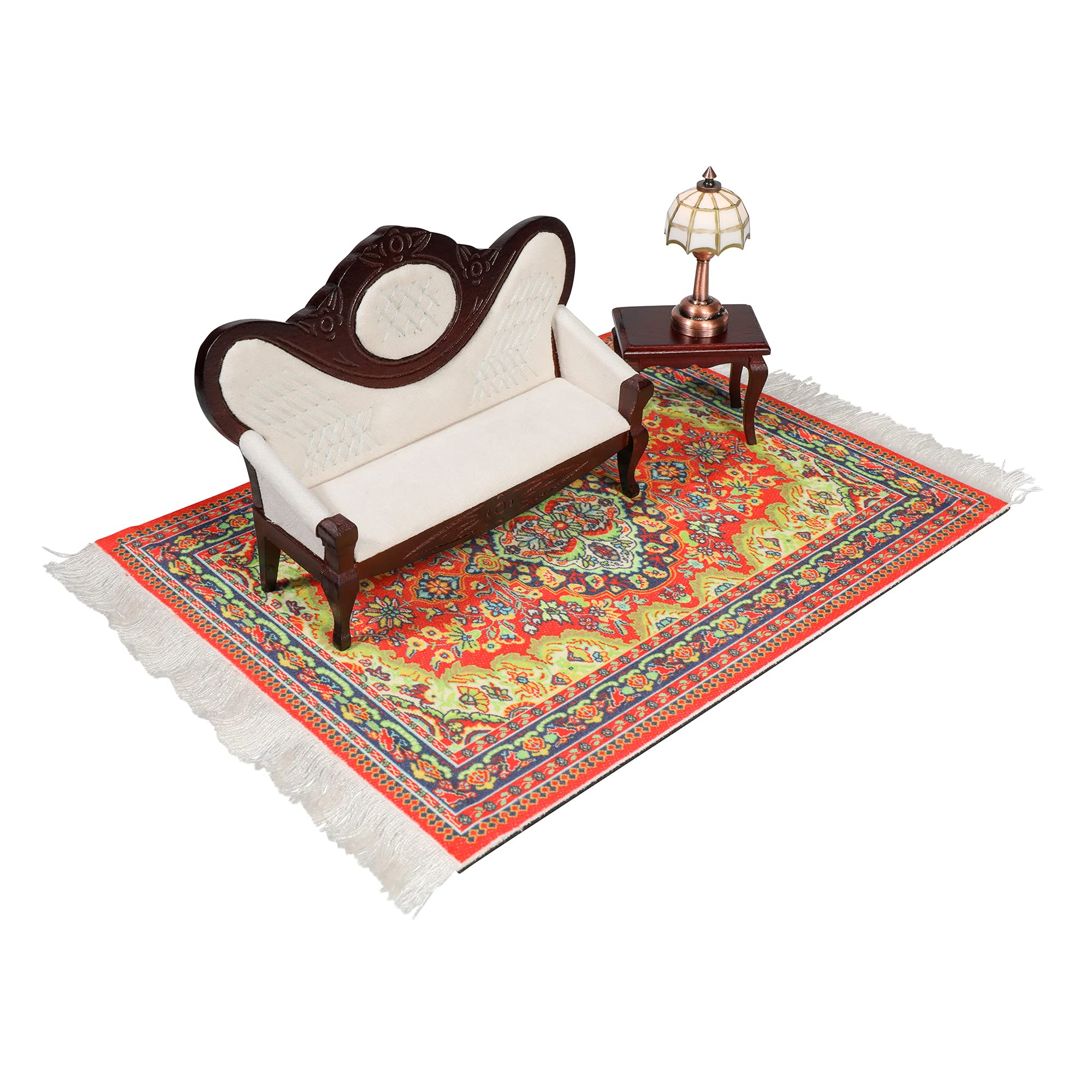 Juego de 2 alfombras para casa de muñecas, accesorios de casa de muñecas en miniatura, alfombras de 10 x 7 pulgadas, rectangulares, decoración de alfombras de muebles de juguete 7