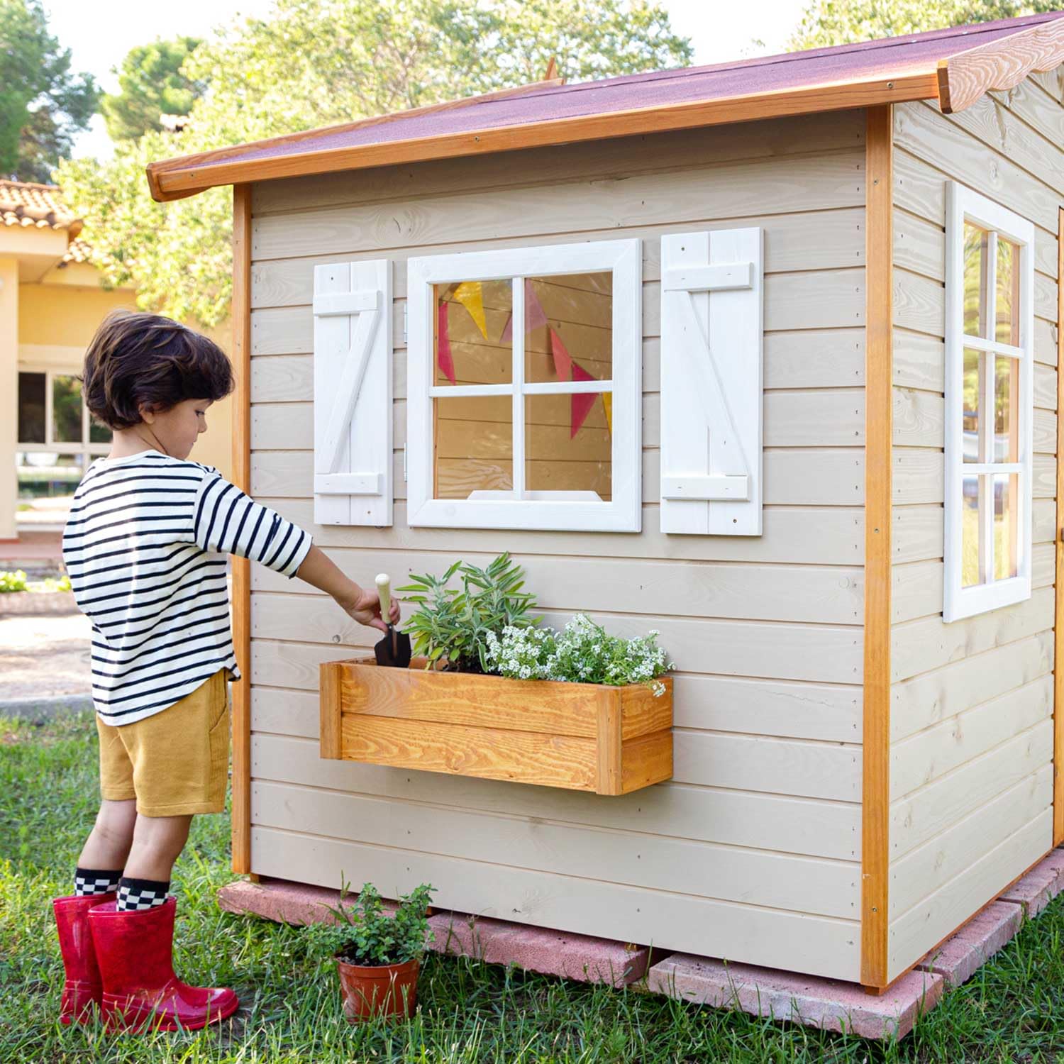 Casas Green House | Casita Infantil de Madera Exterior OLI | Colores Personalizados | 175 x 143 x 172 A