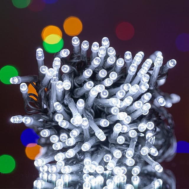 TEKLED® String Fairy Lights | 200 LED Decorative String Firefly Lights | Mains Powered with Adapter | Waterproof Indoor Outdoor 25M | Cold White | for Patio Garden Home Christmas Tree Party