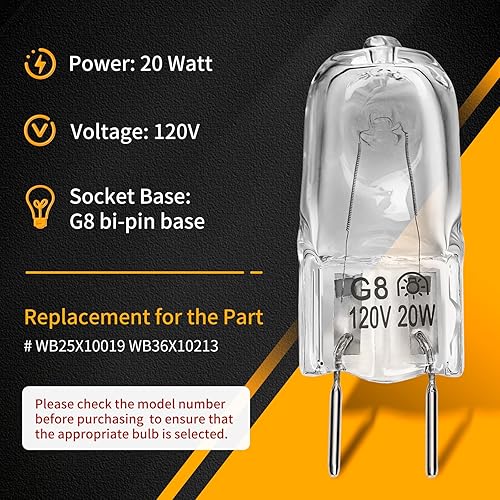 Miniatura 8 de Bombilla halógena para horno microondas, compatible con GE, Samsung, Kenmore, Elite, Maytag, microondas sobre la estufa, luz nocturna / luz para