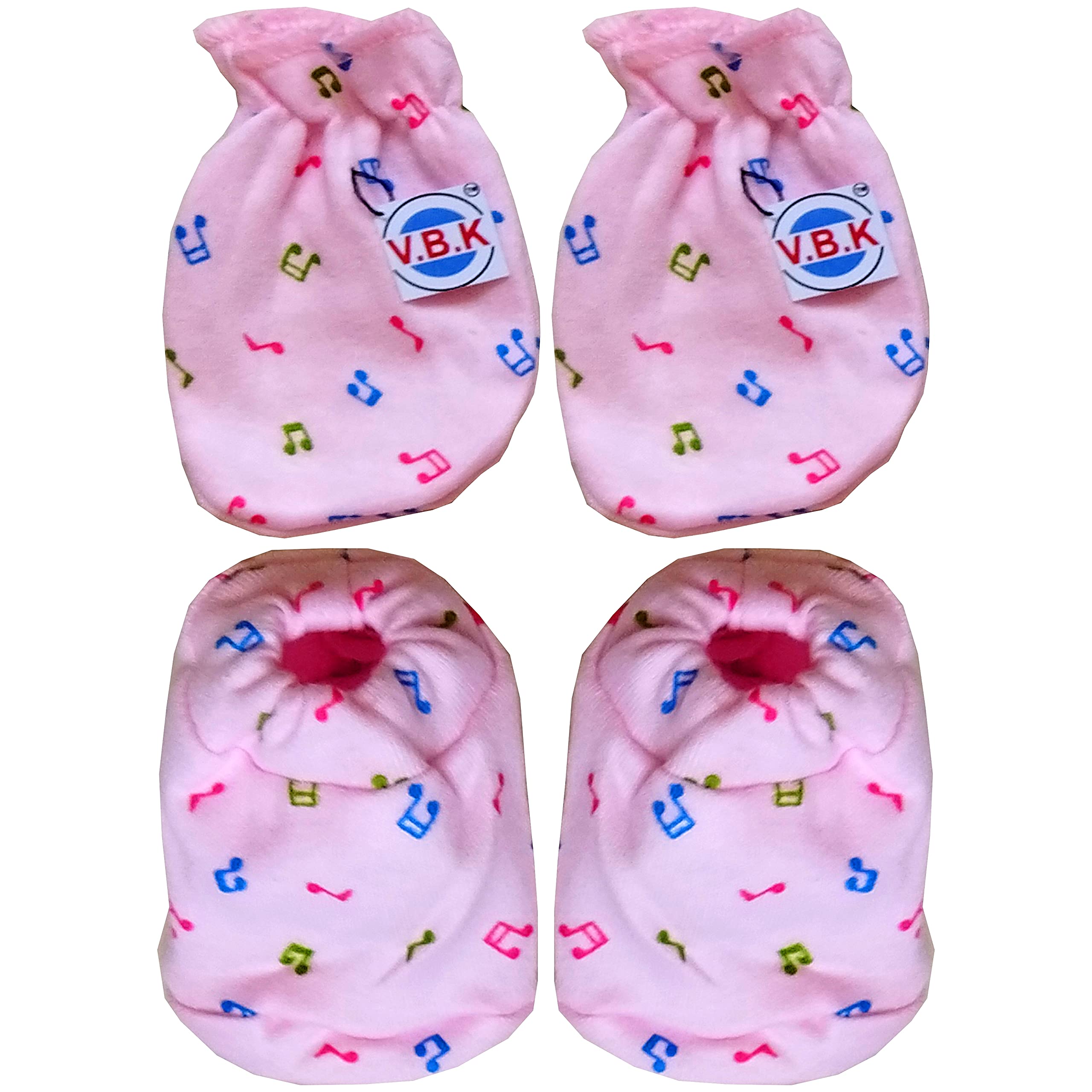 V.B.K® Baby Boys and aBaby Girls Mittens and Booties Combo Set, Pure Hosiery Soft Fabric Material, 0 to 6 Months