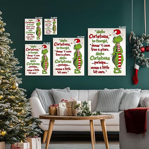 Miniatura 6 de Lienzo decorativo de pared de Navidad, decoración navideña con frase en inglés "Maybe Christmas Means a Little Bit More", decoración festiva de 8 x