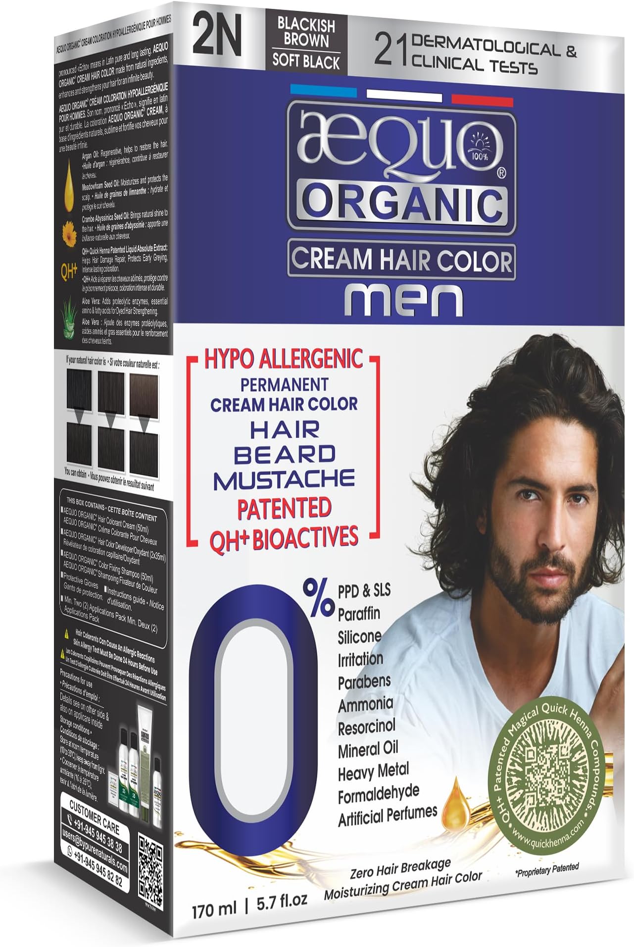 Aequo Color Men 2N Blackish Brown Organic Hair Colour Kit - 160ml