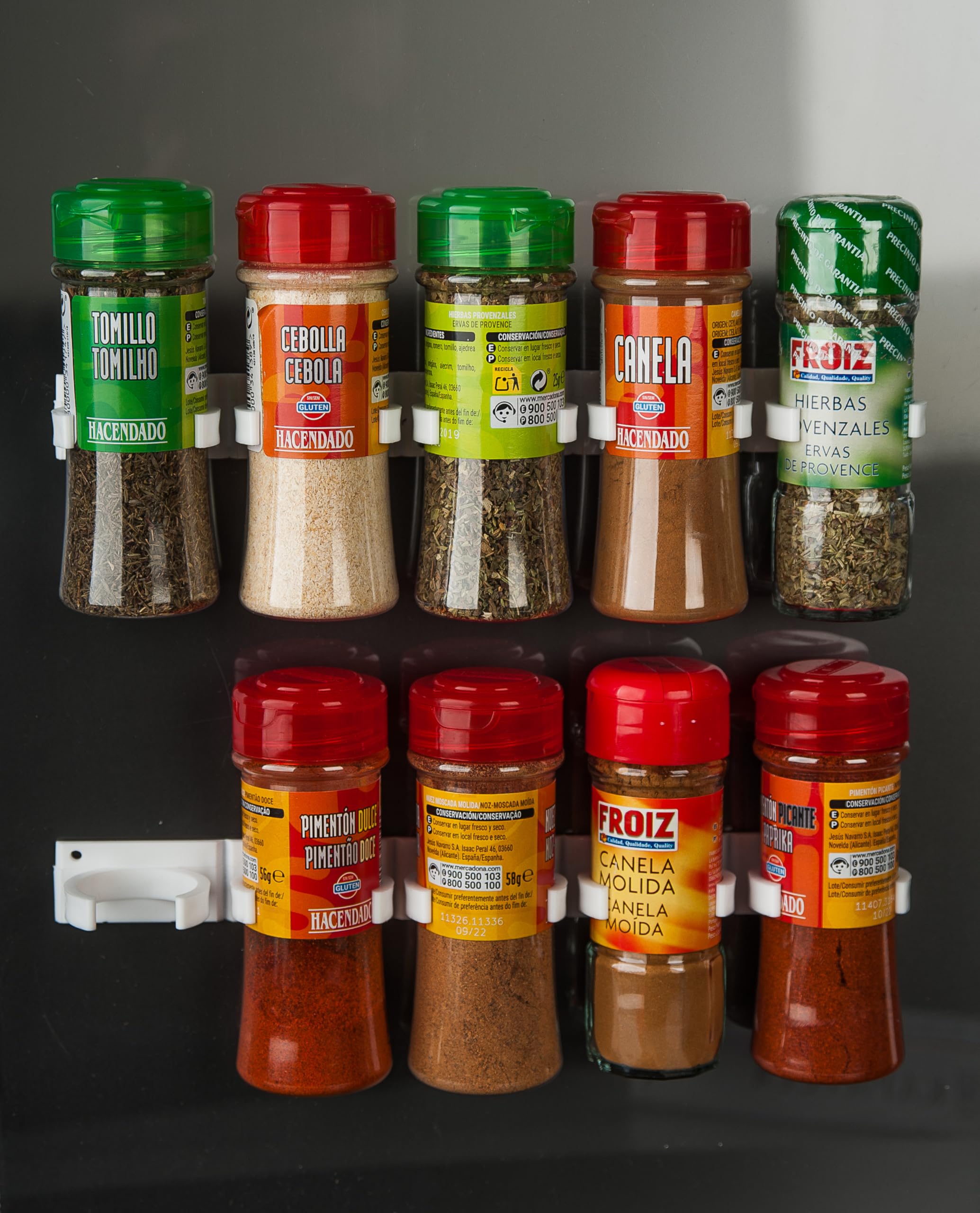 Especieros para cocina, Organizador especieros para pared, Soporte de botes de especias para estanteria, Organizador armarios y cajon, Codimentero para 20 botes
