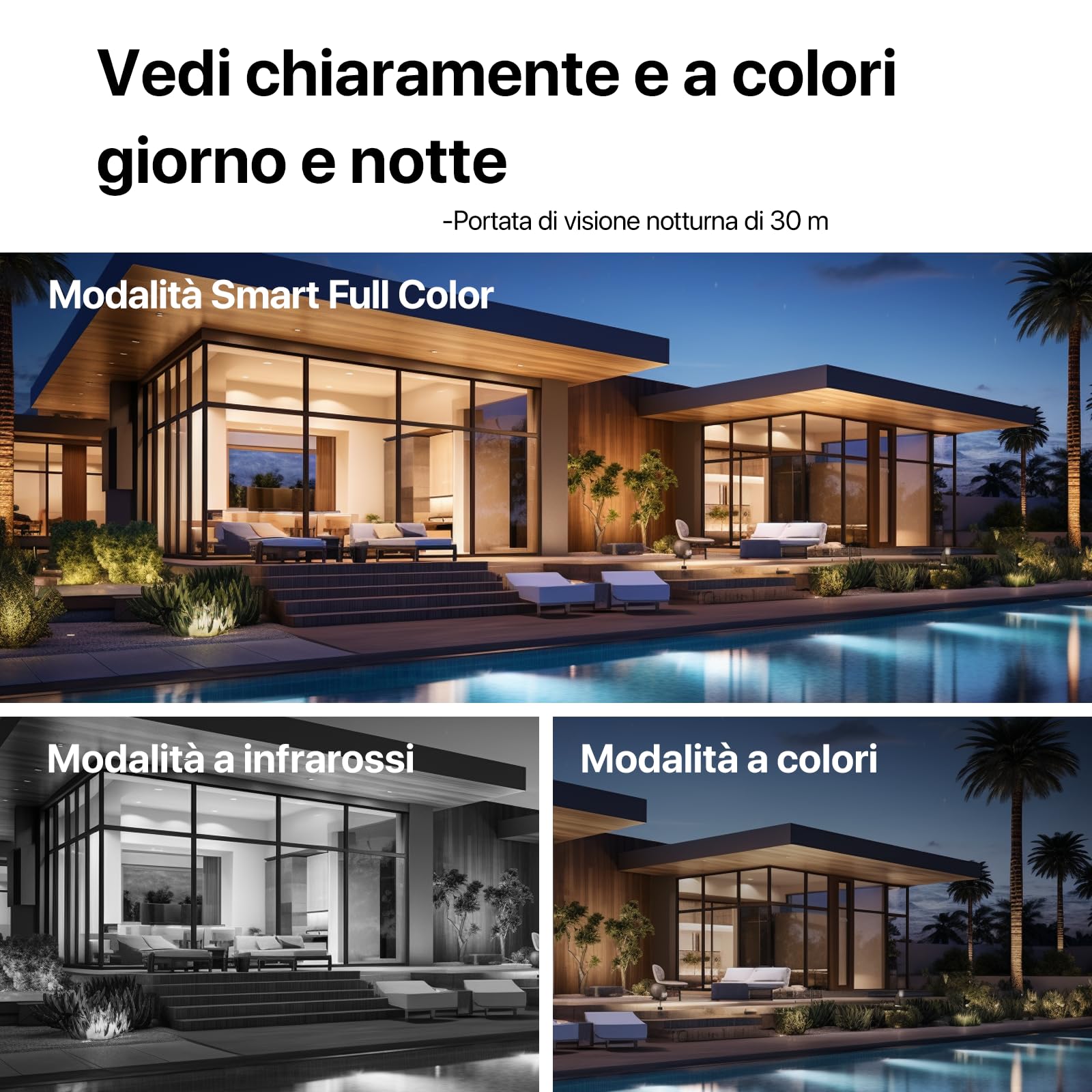 Tenda Telecamera Wi-Fi Esterno, 2K Videocamera Sorveglianza con Visione Notturna a Colori, IP Cam 360°, Audio Bidirezionale, Rilevamento di Movimento e Persone, Compatibile con Alexa, CH3