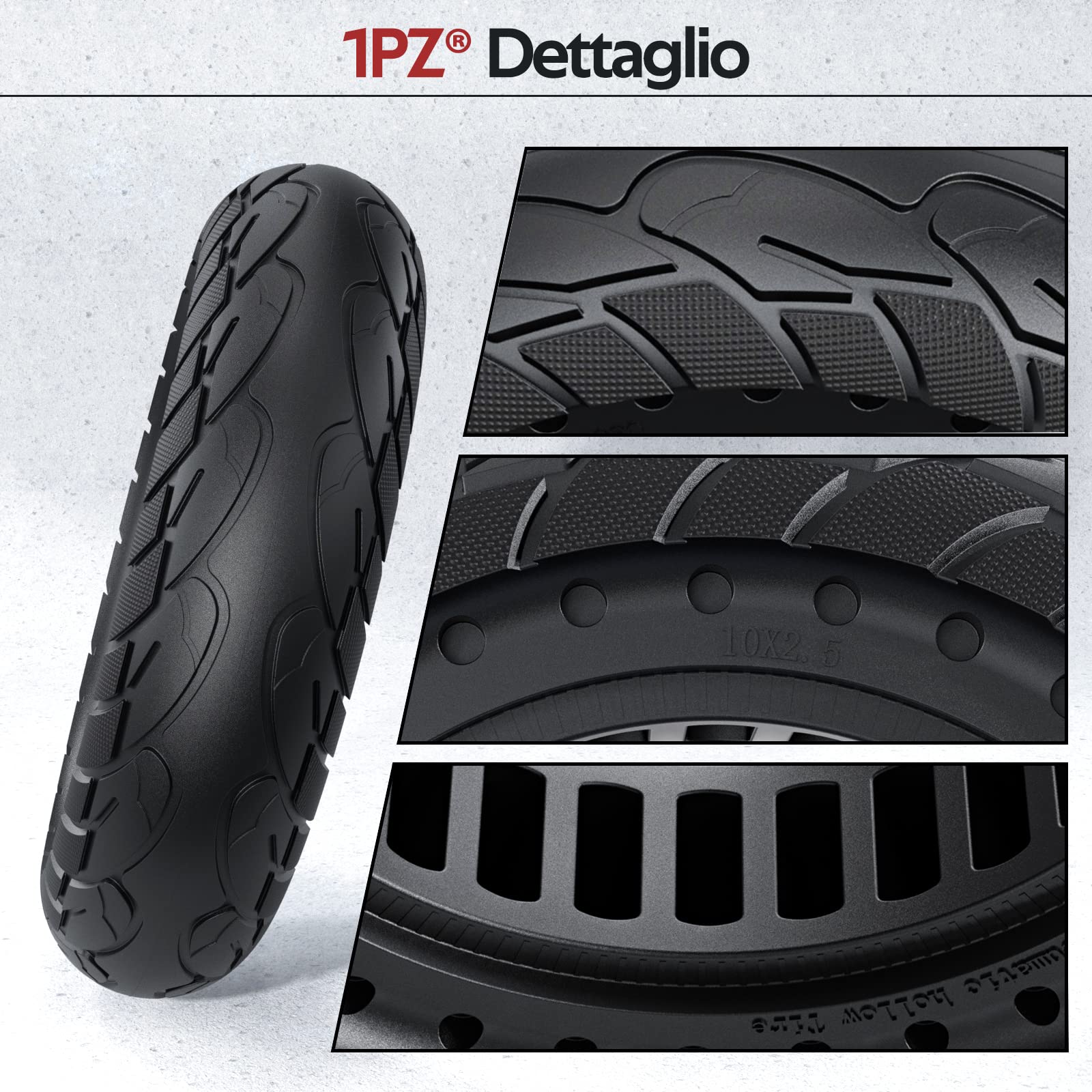 1PZ 10x2.5 Pneumatico Solido10 Pollici per Ninebot Max G30, 60/70-6.5 | 60/70-6.5 Per Monopattino Elettrico, Gomma Piena Antiforatura, Ruota Anteriore o Posteriore, con 2 Leve