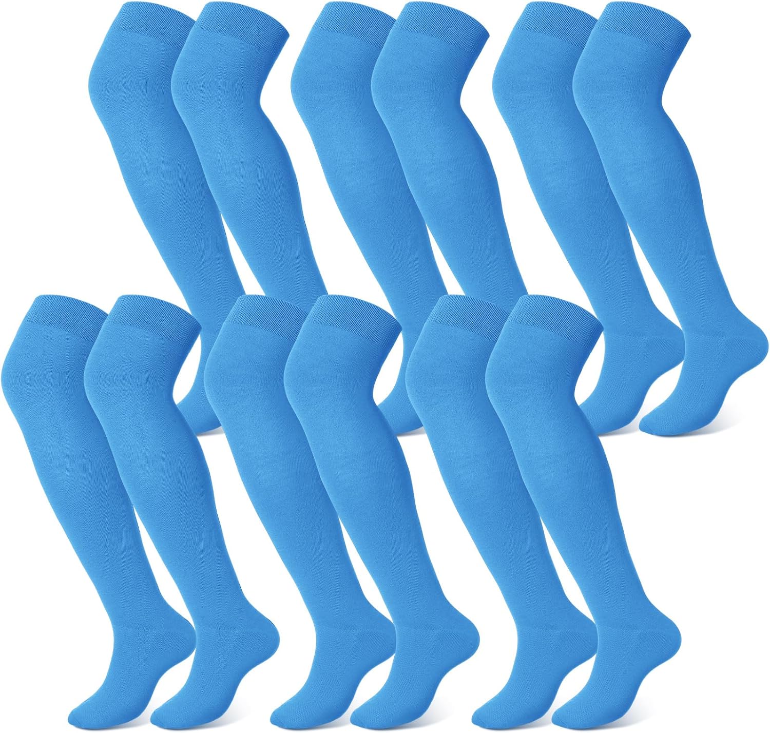 Hicarer 6 Pairs High Baseball Socks over Knee Football Softball Sock Youth Combo Long Sport Men Tube Socks Women