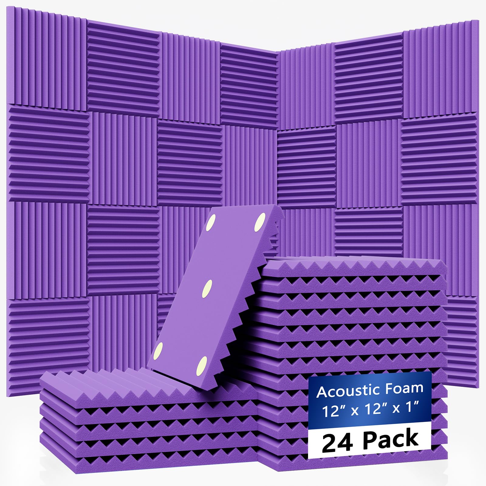 Photo 1 of TEMGCUAM 24 Pack Sound Proof Foam Panels|1"×12"×12" Quick-Recovery Soundproof Wall Panels | High Density Sound Dampening Panels for Home Studio (Purple)
