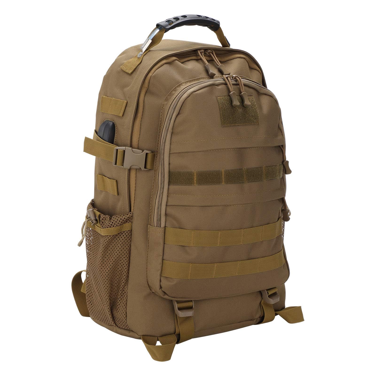 Trintion 40L Military Tactical Backpack Army Rucksacks Camping Hiking Bag Brown Large for Men Women Travel on Foot