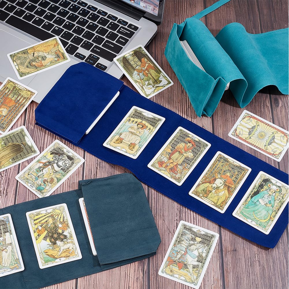CREATCABIN 3Pcs Tarot Card Holder Kit Velvet Tarot Card Bag Storage Contains Witchcraft Supplies Set Tarot Spread Cloth Wrap Tarot Drawstring Pouch for Divination Witchcraft Pagan 2.95x4.96 Inch - Image 4