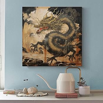 ドラゴンアイ 油彩画・油絵 龍神の絵『 金龍 』 複製画 大サイズ 金龍の絵 | 幸せの水彩画