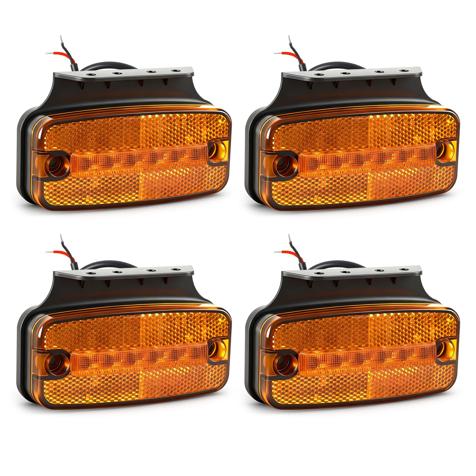 4x Luces Laterales LED Naranjas, 12V/24V impermeables IP65 con soporte, con certificación ECE R10, para remolques, furgonetas, caravanas y camiones