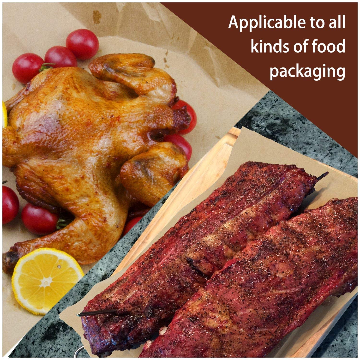 Happyroom Butcher Paper BBQ Kraftpapier 45cm x 52m BBQ Kraftpapier Cooking Paper für Kochen, Geräuchert, Gegrillt, Frittiert, Backwaren, Geschenkpapier für Lebensmittel FDA Approved (45cm*52m)