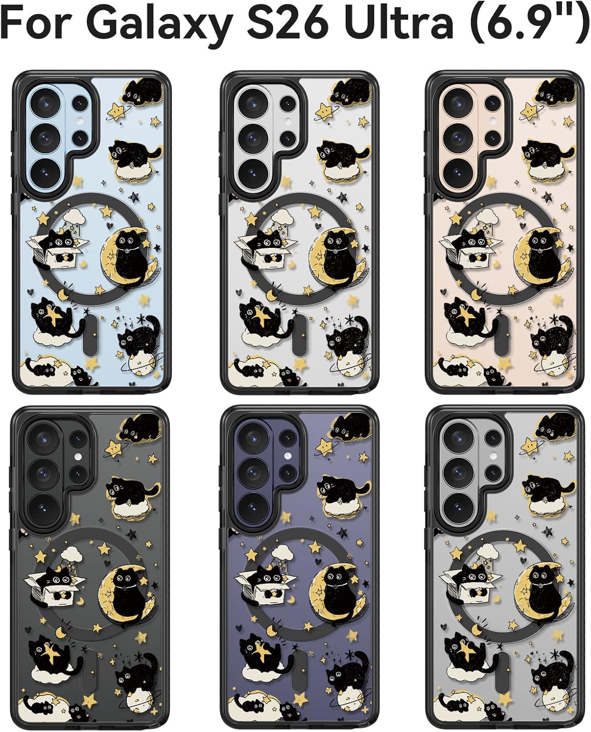Bouvardia for Samsung Galaxy S26 Ultra Case, Compatible with Magsafe, Cute Design for Women & Girls, Protective & Aesthetic, Cats & Stars