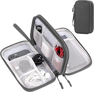 Elektronik Zubehör Organizer, Kabeltasche Travel Essentials, Doppelschicht Reise Kabel Tasche, Electronic Accessories für Ladegerät, USB, SD Karten (Dunkelgrau, M)