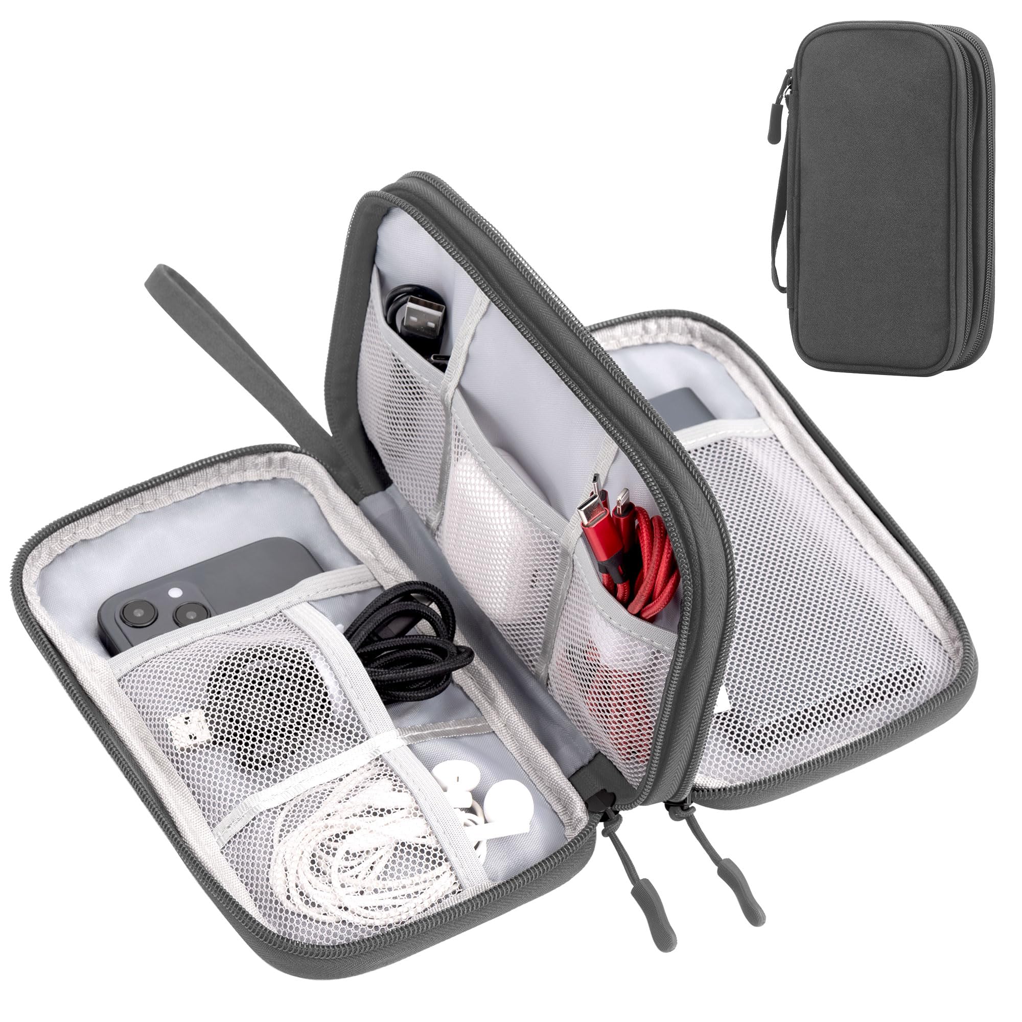 Arae Elektronik Zubehör Organizer, Kabeltasche Travel Essentials, Doppelschicht Reise Kabel Tasche, Electronic Accessories für Ladegerät, USB, SD Karten