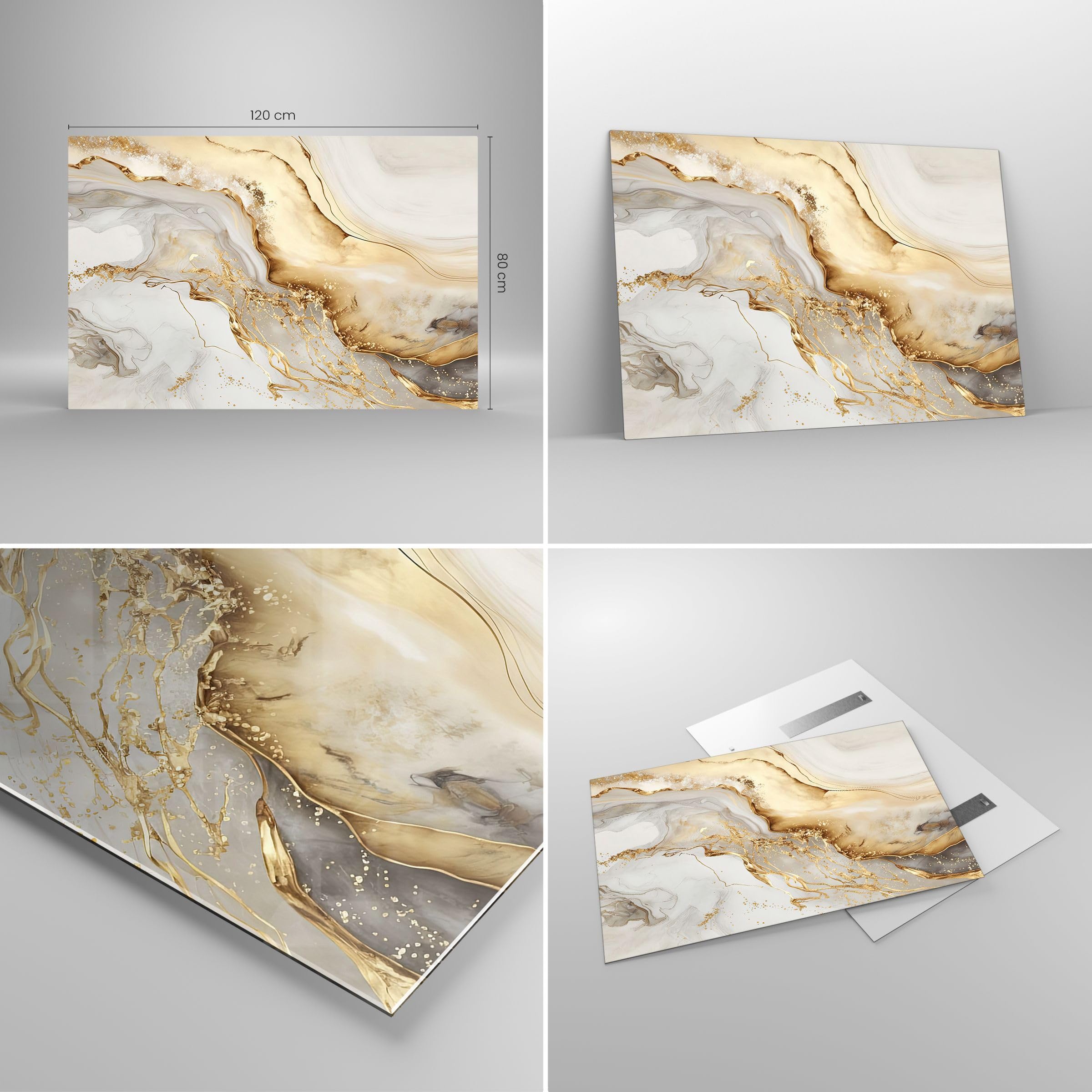 Vidrio Decorativo 120x80cm Moderno Horizontal Abstracto Pastel - 5730 | Mármol Glamour Elegante Cuadro sobre Vidrio Grande Arte mural Dormitorio Cuadros de Pared Impresión en Cristal ARTTOR