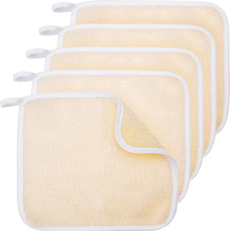 Tatuo Esponjas de Banho de Nylon com Dupla Textura, Bege, Pacote com 5