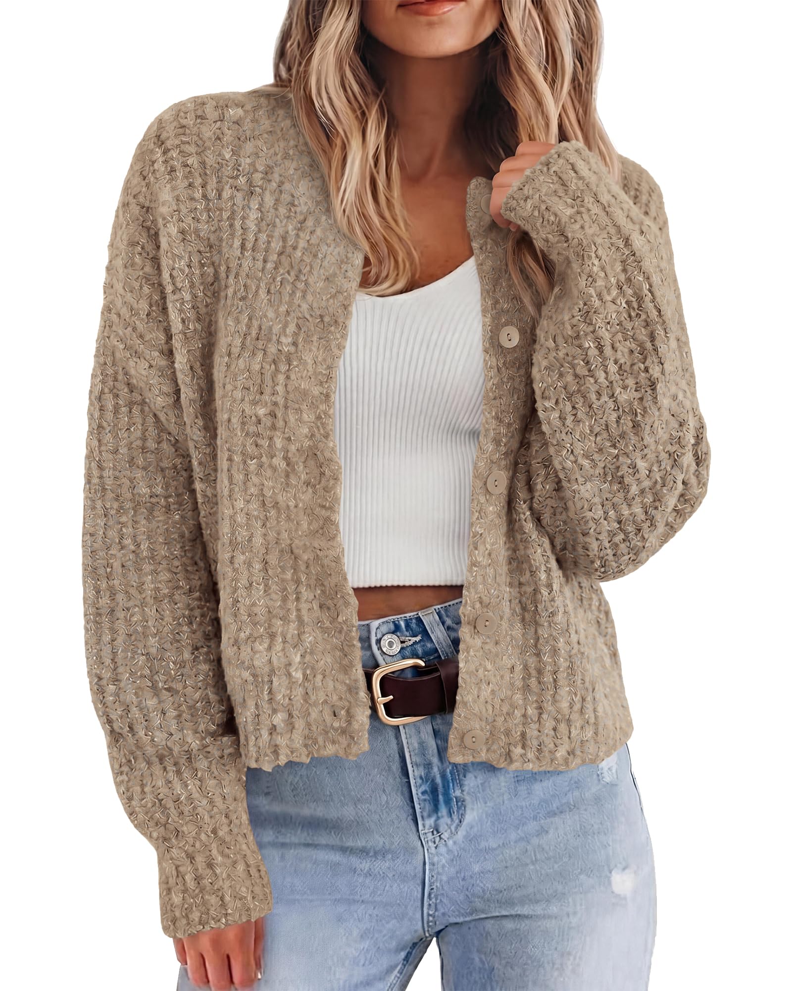 BTFBM Cardigan Sweaters for Women Chunky Knit