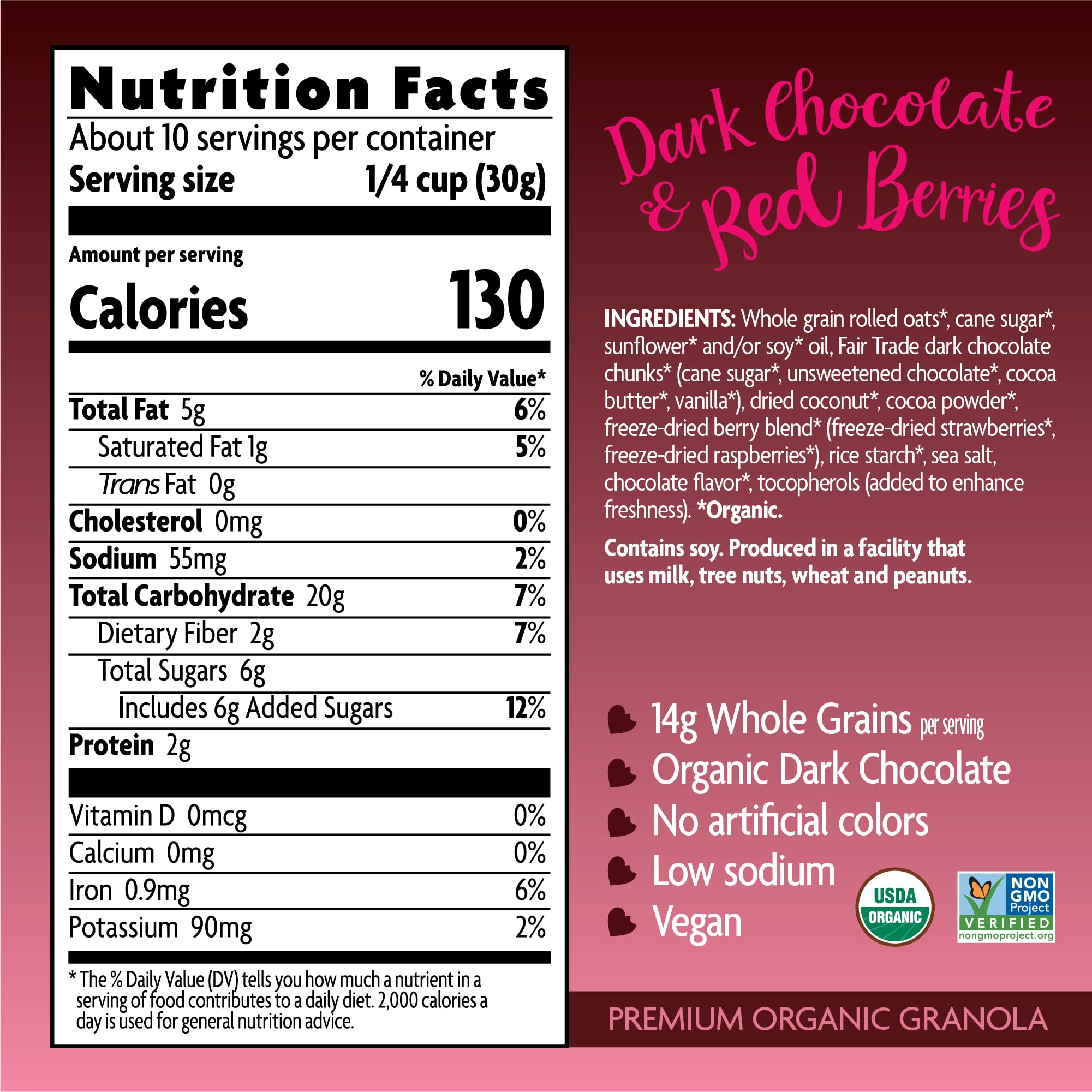 Love Crunch Nature's Path Organic Love Crunch Premium Granola, Dark Chocolate & Red Berries, 11.5 Ounce (Pack of 6)