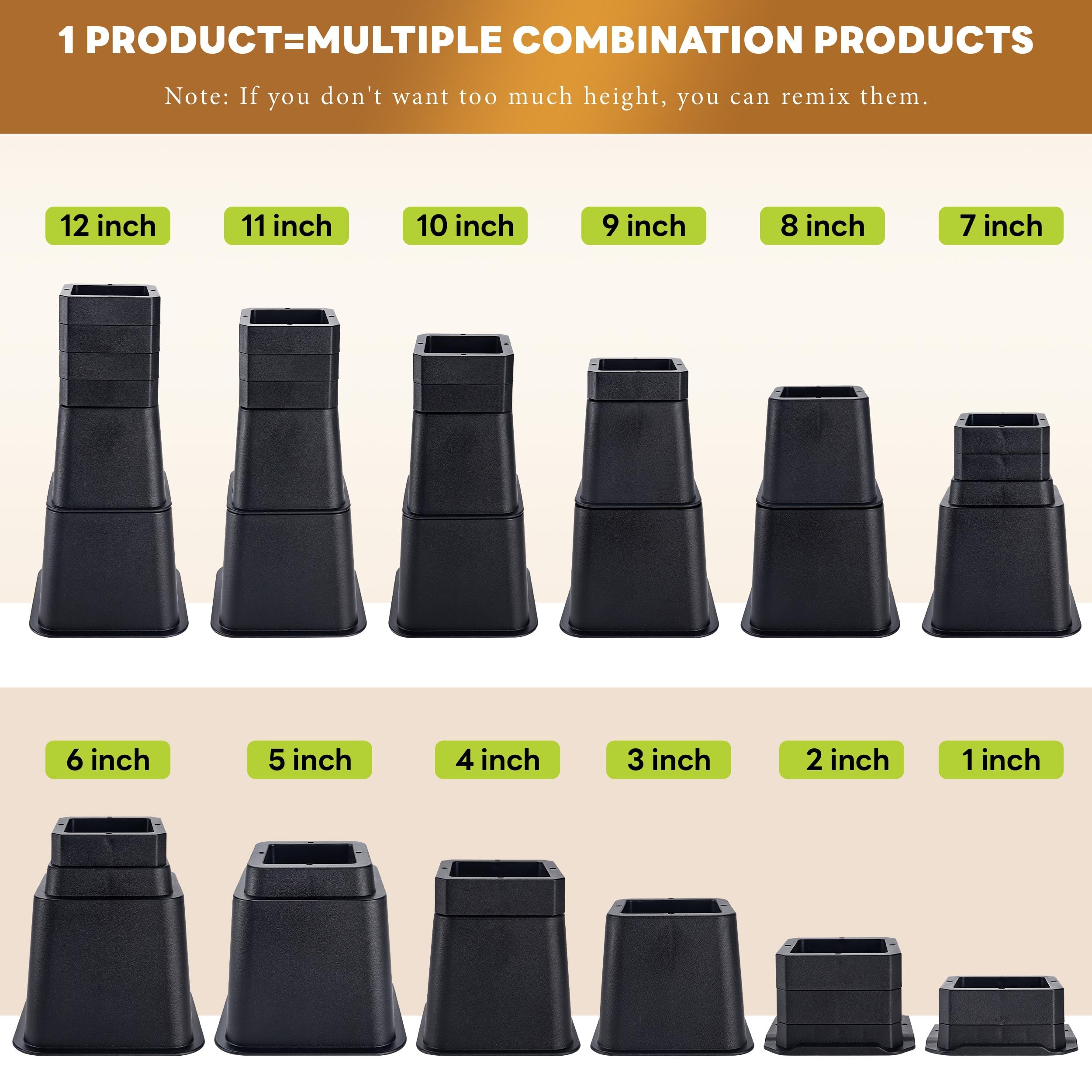 Stackable Plastic Riser Blocks Snapklik.com : Bed Risers 12 Inch Heavy Duty Stackable Furniture Risers ...