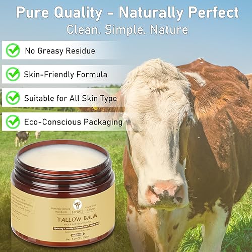 Miniatura 5 de LEPONIX Sarga de ternera para la cara, bálsamo de ternera alimentada con pasto, hidratante facial de ternera para hidratación profunda y calmante,