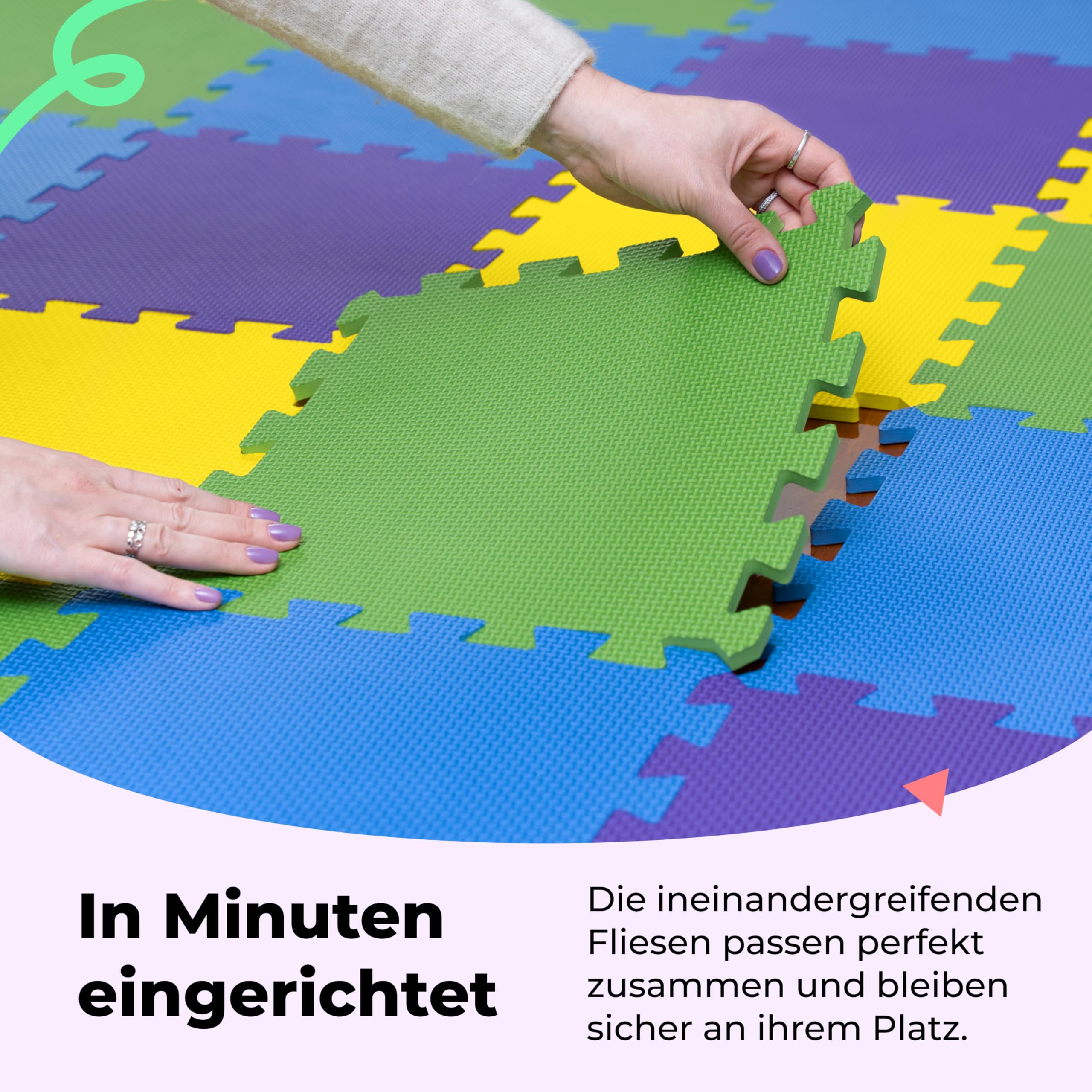 MioTetto Krabbelmatte Baby - Zertifiziert, Sicher, Robust - Spielmatte Baby, Puzzlematte, Kinderteppich - Stilvolle, Wasserfeste, Einfache Montage - Für Familien & Großeltern, 16/36 Fliesen