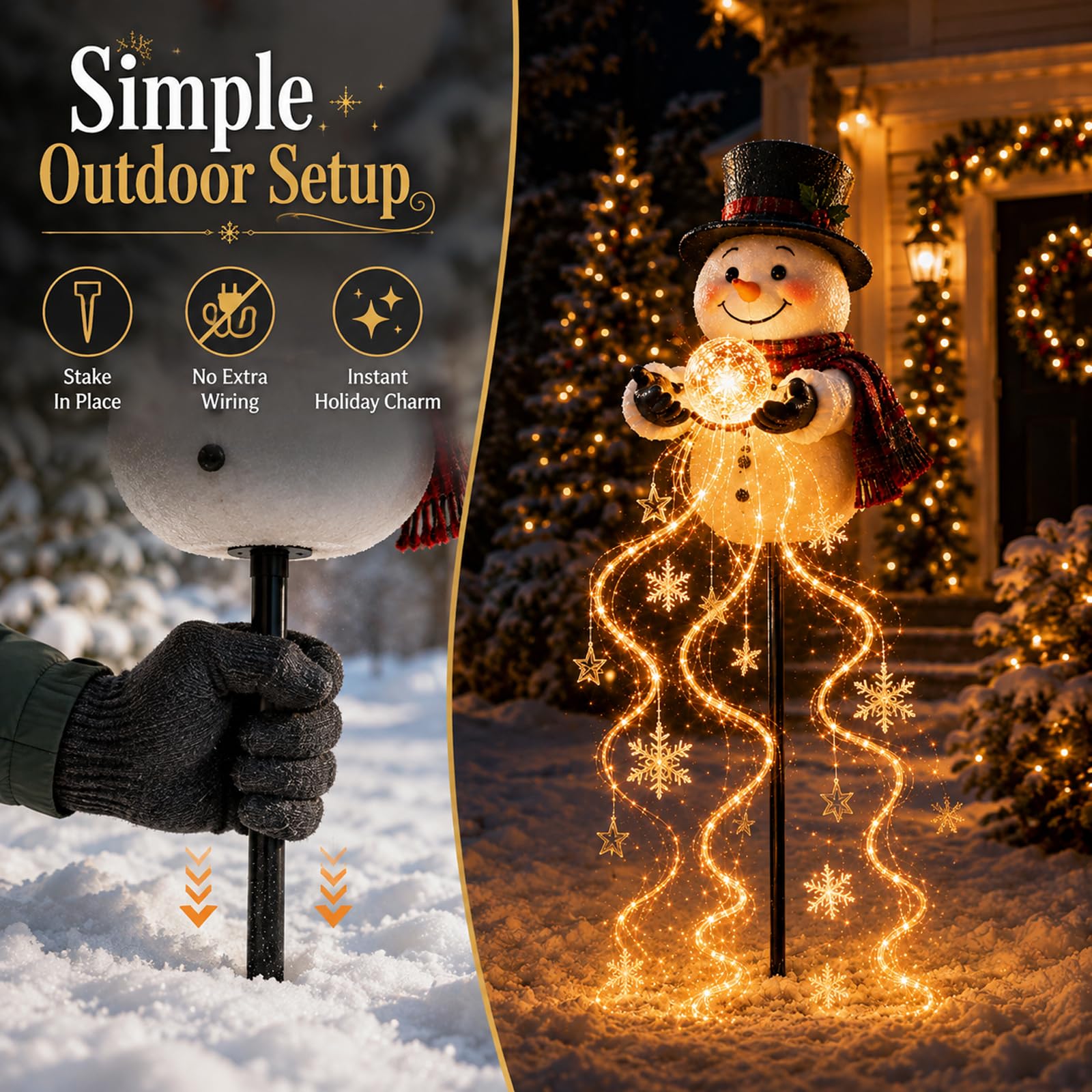 Snowman Magic Fountain - Flowing Snowflake LED Christmas Garden Light (#1)