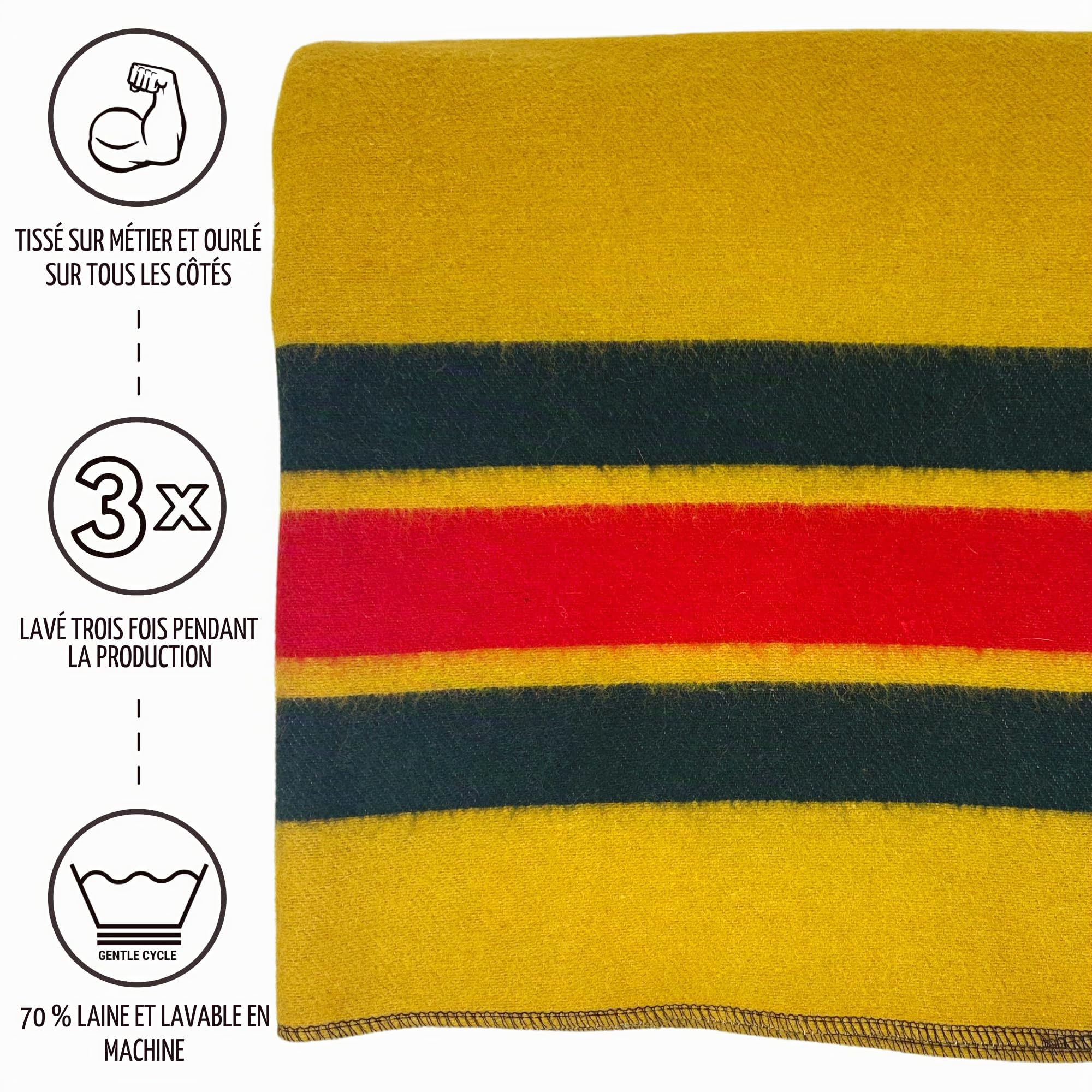 Arcturus Rainier Couverture en laine chaude, lourde, lavable, idéale pour le camping, l'extérieur, les trousses de survie et d'urgence (North Cascade), 2 kg