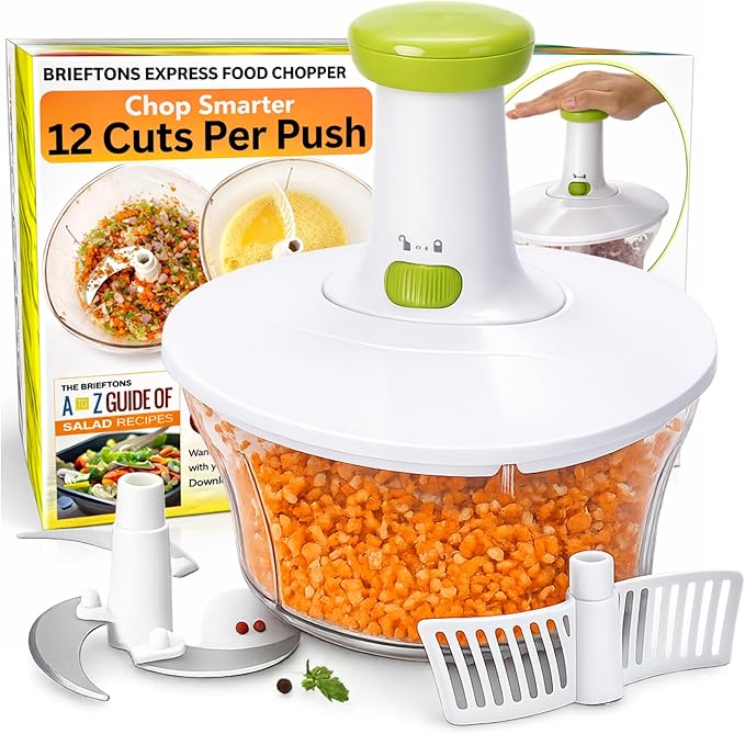 Brieftons Express Manual Food Chopper: 6.8-Cup, Hand Chopper Vegetable Cutter