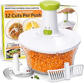 Brieftons Express Manual Food Chopper: 6.8-Cup, Hand Chopper Vegetable C...