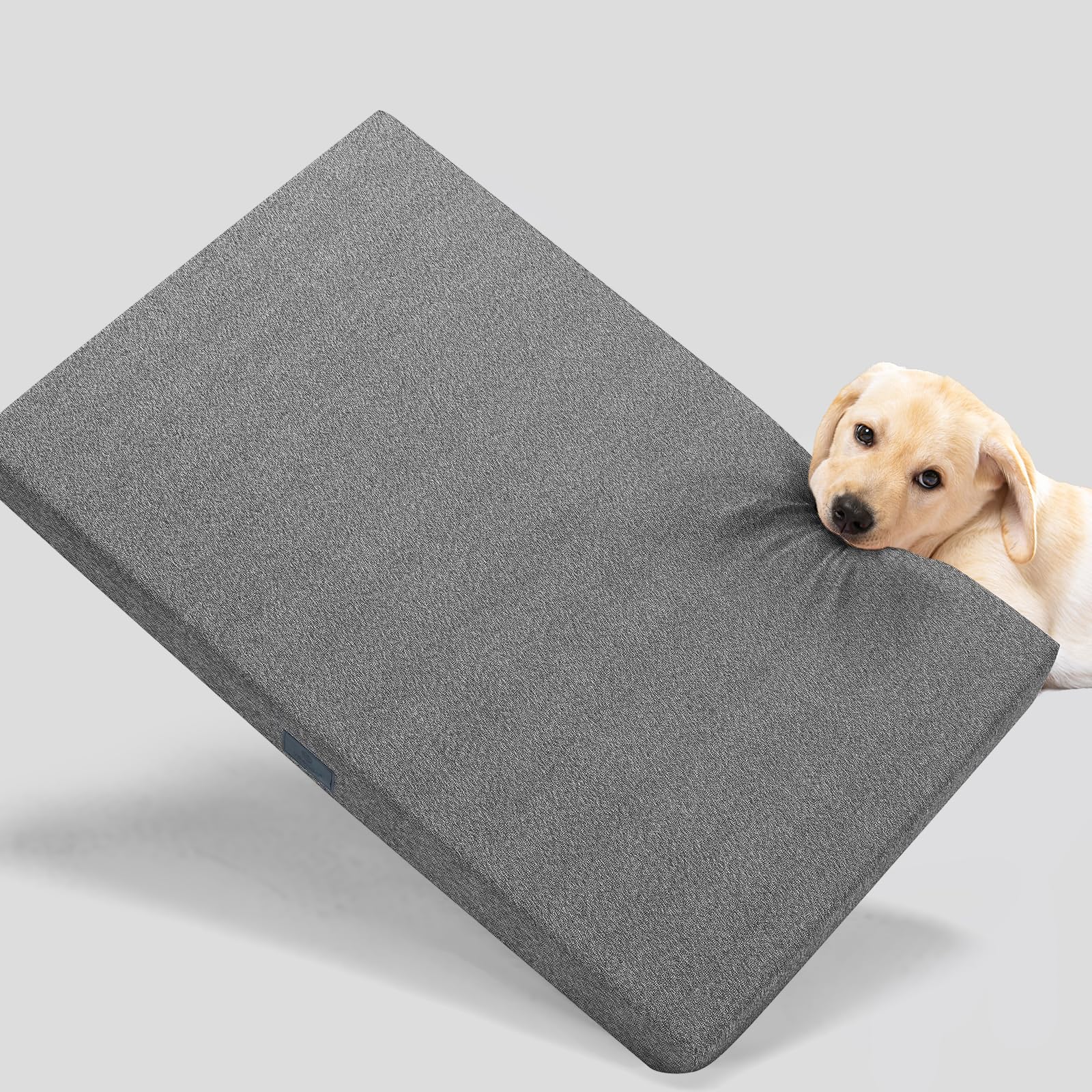 Veehoo Chew Proof Dog Bed for Crate, Indestructible Dog Crate Bed for Aggresive Chewers, Extra Large Tough Chew Resistant Pet Pad with Hidden Zipper,