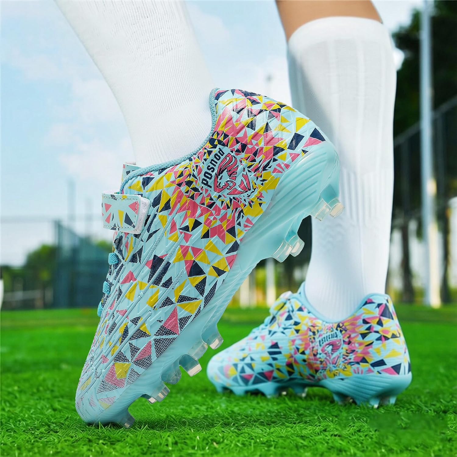 Kids Soccer Cleats Boys Girls Firm Ground Football Shoes | Youth Little/Big Kid，Slip Resistant Turf Outdoor Trainning,Lace up Athletic Shoes