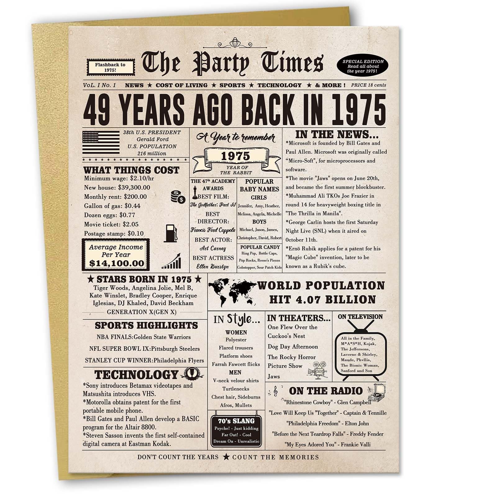 Happy 49th Birthday Card for Women Men, Funny 49 Year Old Birthday Gifts Card for Husband Wife Him Her, Retro 49th Bday Decorations