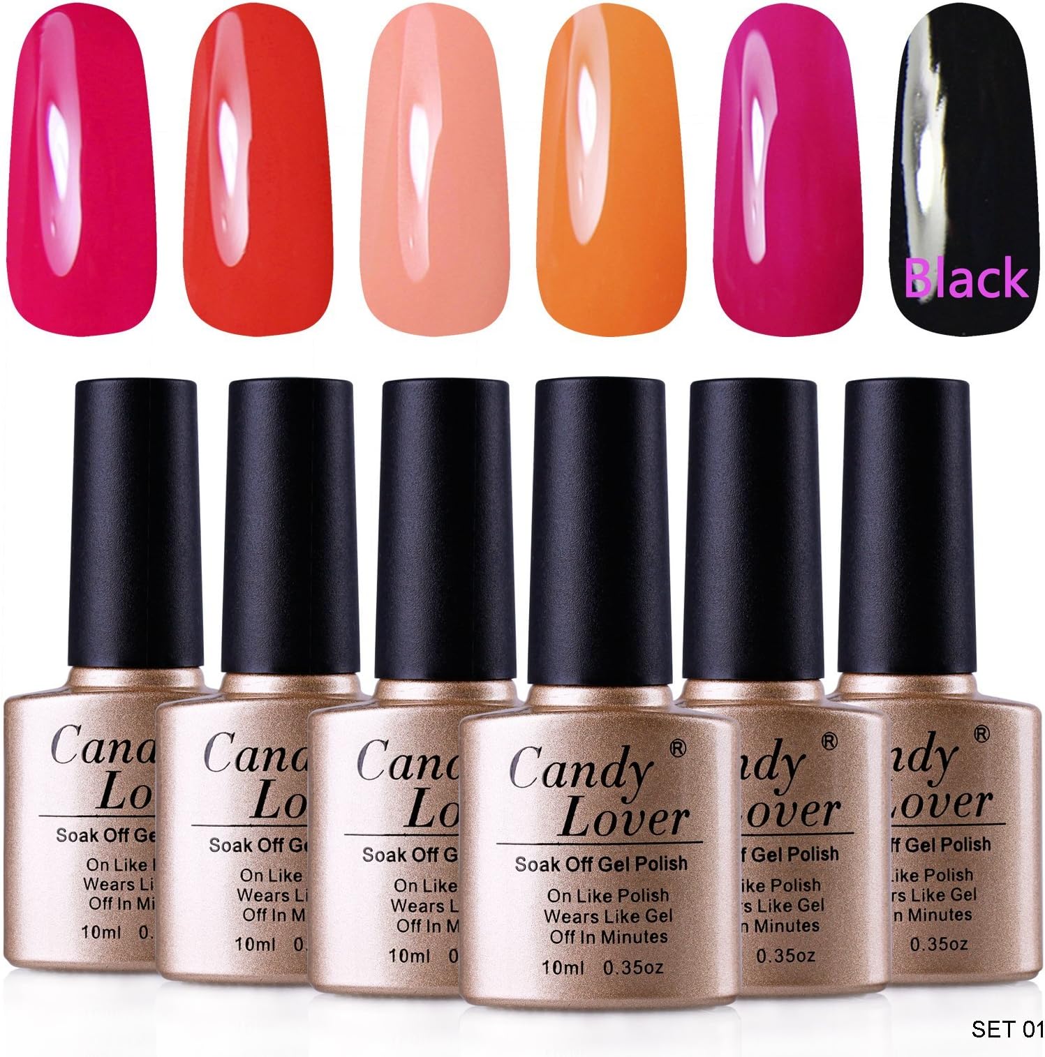 Candy Lover 10ml Colors Gel Nails Polish Soak Off UV Led High-Gloss Nails Varnish Sets Nails Lacquers for Girls 6 PCS Set #001