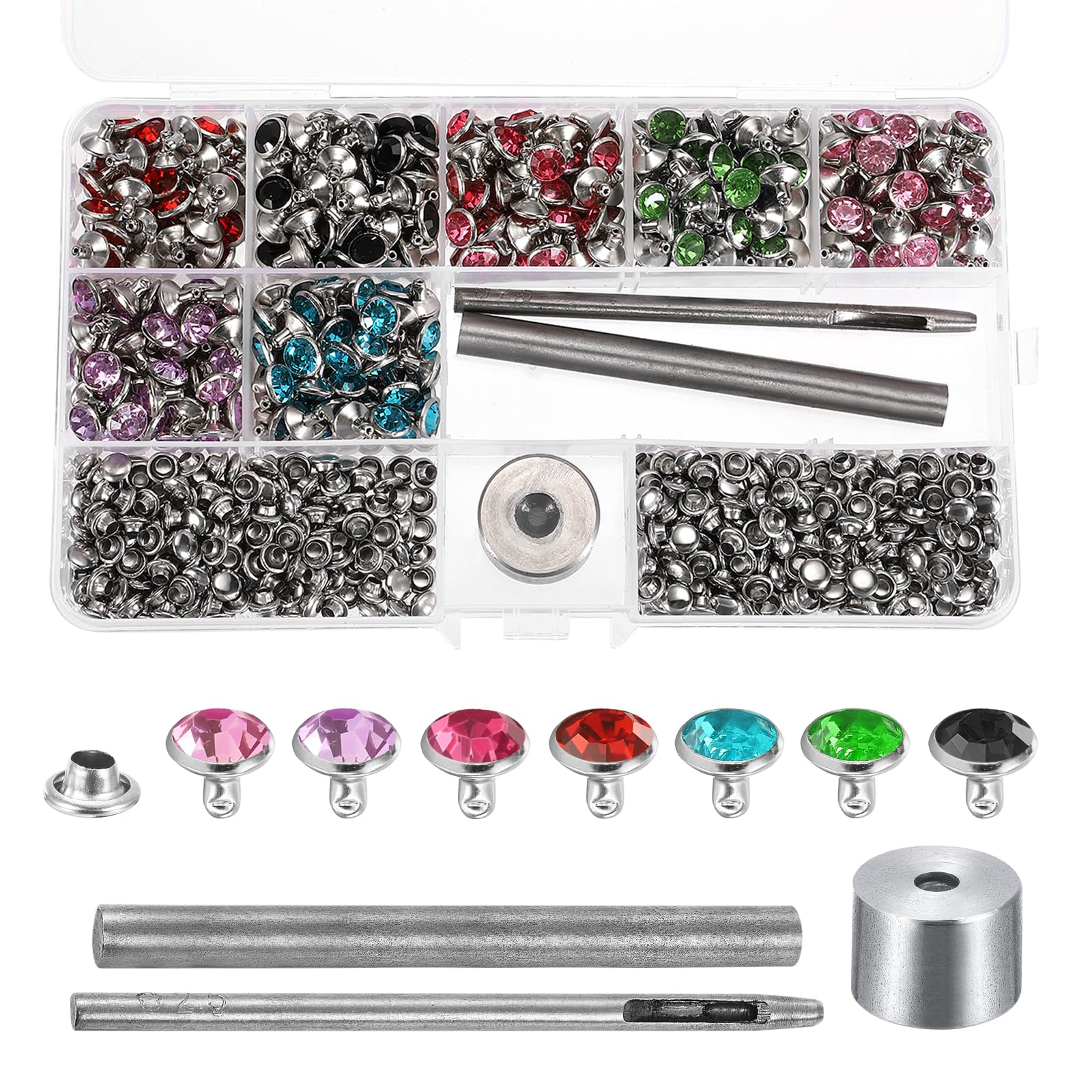 Rivets à double capuchon de 8 mm avec outils de maroquinerie pour loisirs créatifs