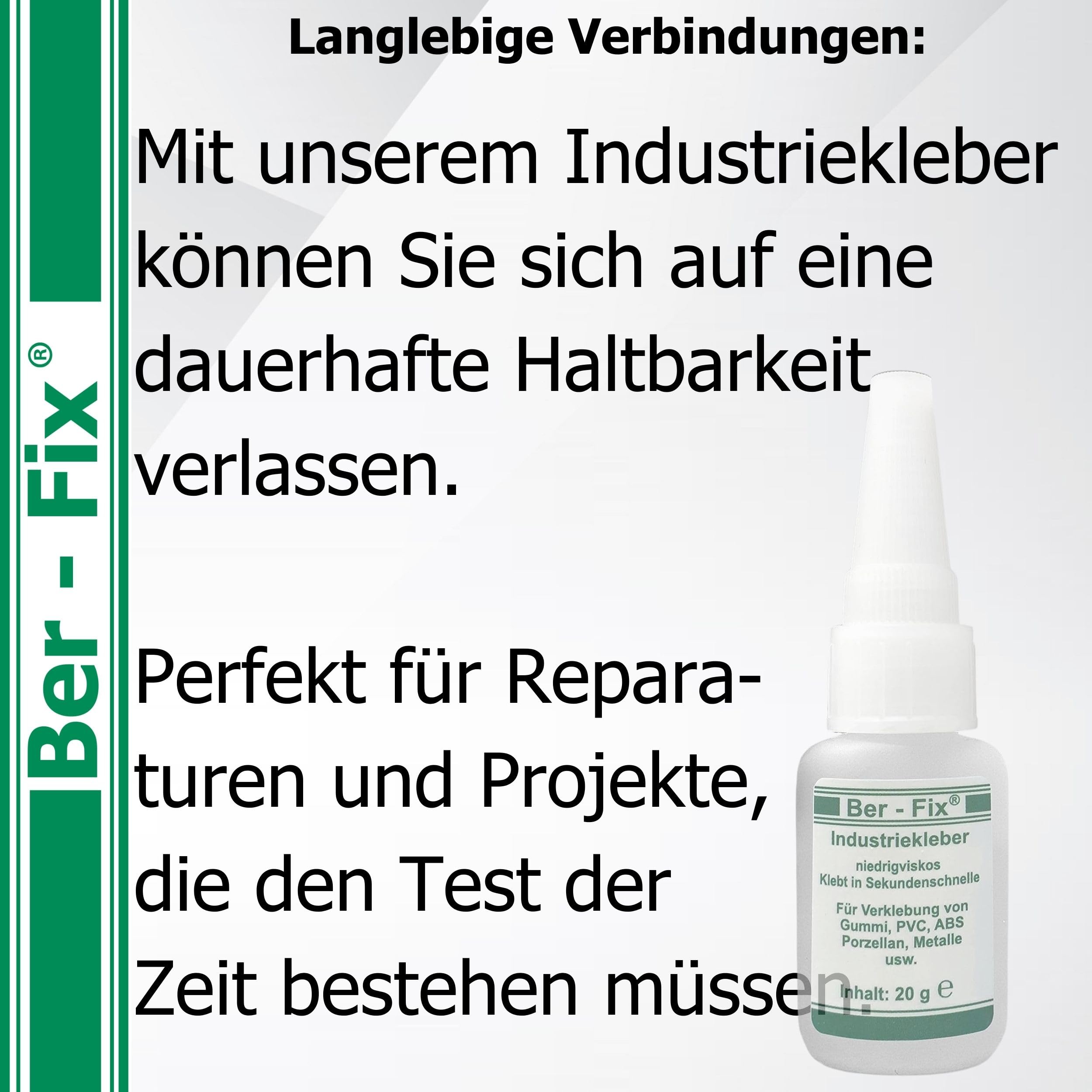 Ber-Fix Industriekleber dünnflüssig, 5 x 20 g + 60 g Füllstoff