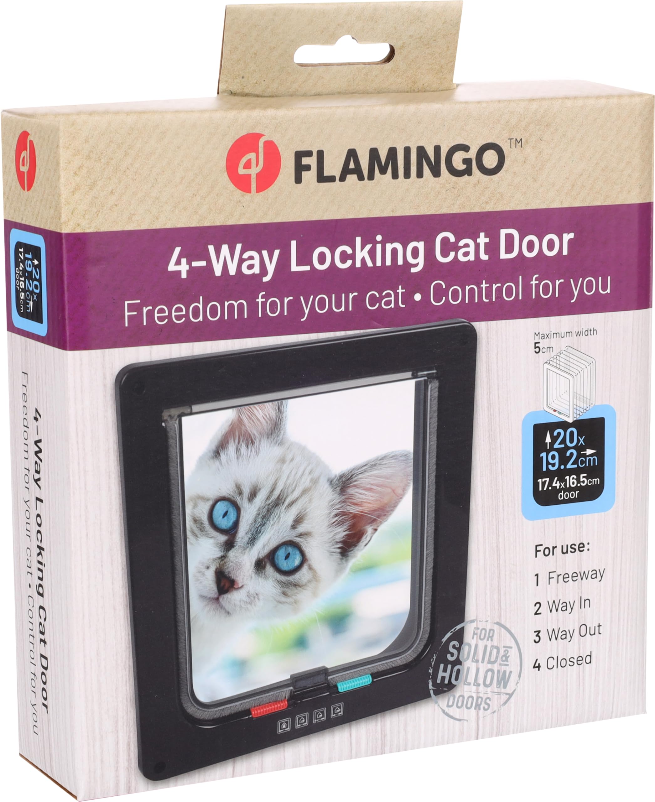 Flamingo CAT DOOR 4-WAY IDDA BLACK