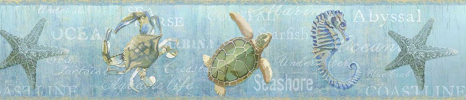 Chesapeake DLR53532B Coastal Aqua Newport Lagoon Wallpaper Border