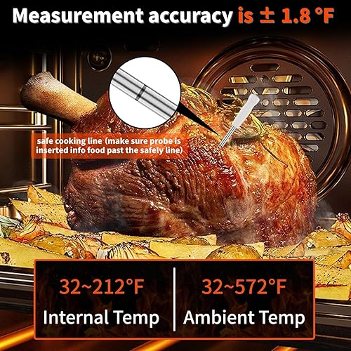 Miniatura 3 de Termómetro digital inalámbrico Bluetooth para carne, sonda inteligente de carne para barbacoa, horno, parrilla y ahumador, perfecto para carne,