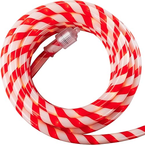 Miniatura 3 de Northlight Guirnalda de luces navideñas de bastón de caramelo a rayas, color rojo y blanco, 18 pies