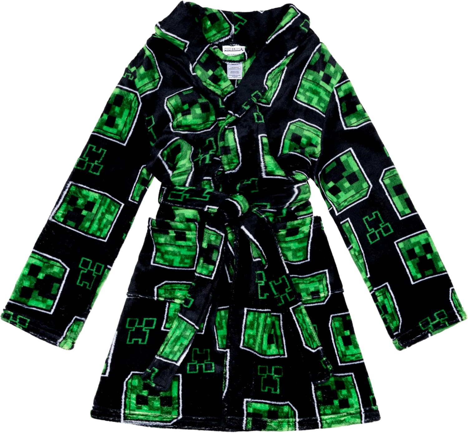Minecraft Boys' Bathrobe, Soft & Plush Robe for Kids