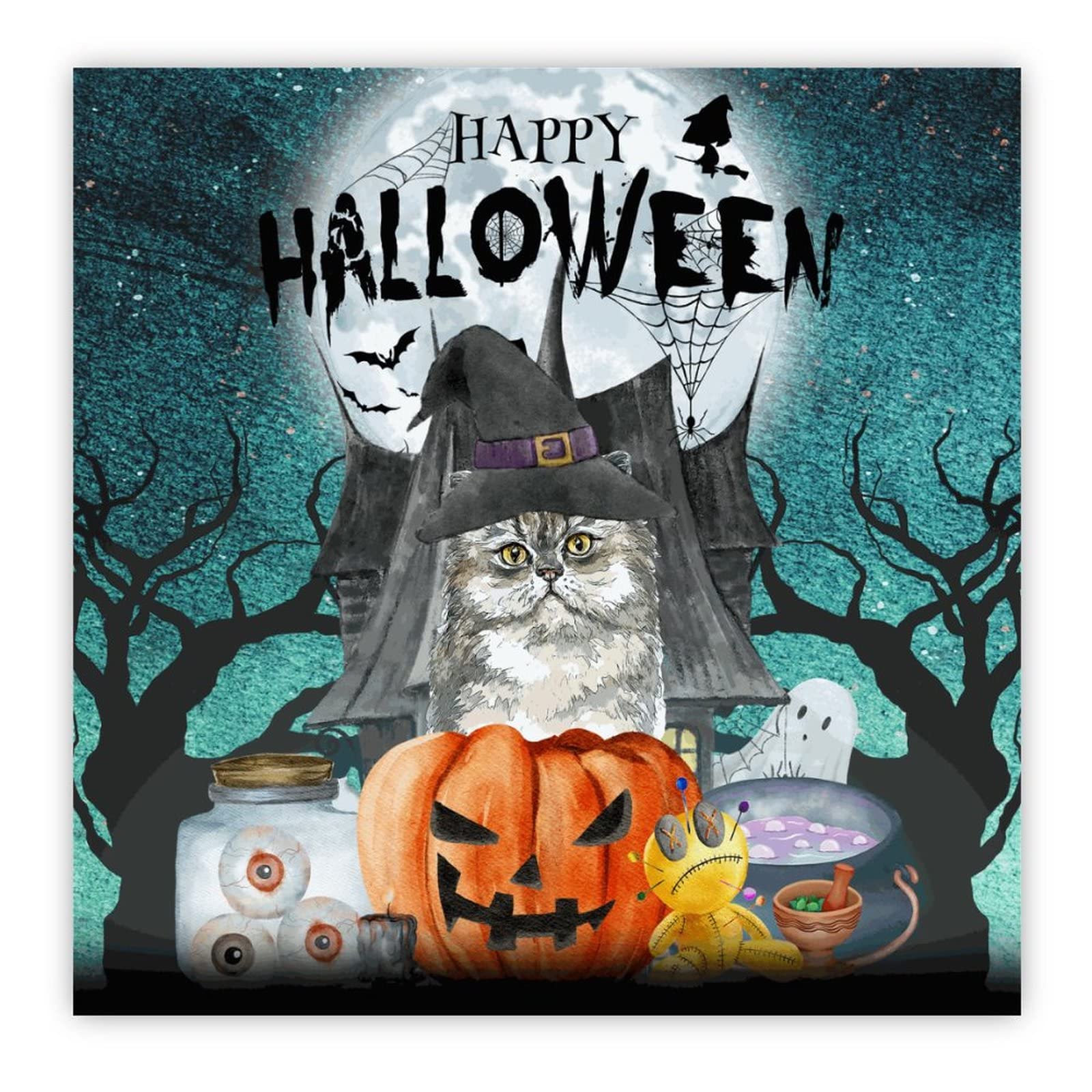 Panneau bois Halloween chat citrouille pour créer un salon cosy en automne