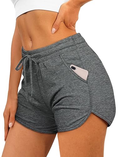 Aloodor Womens Athletic Shorts Running Dolphin Shorts with Pockets and