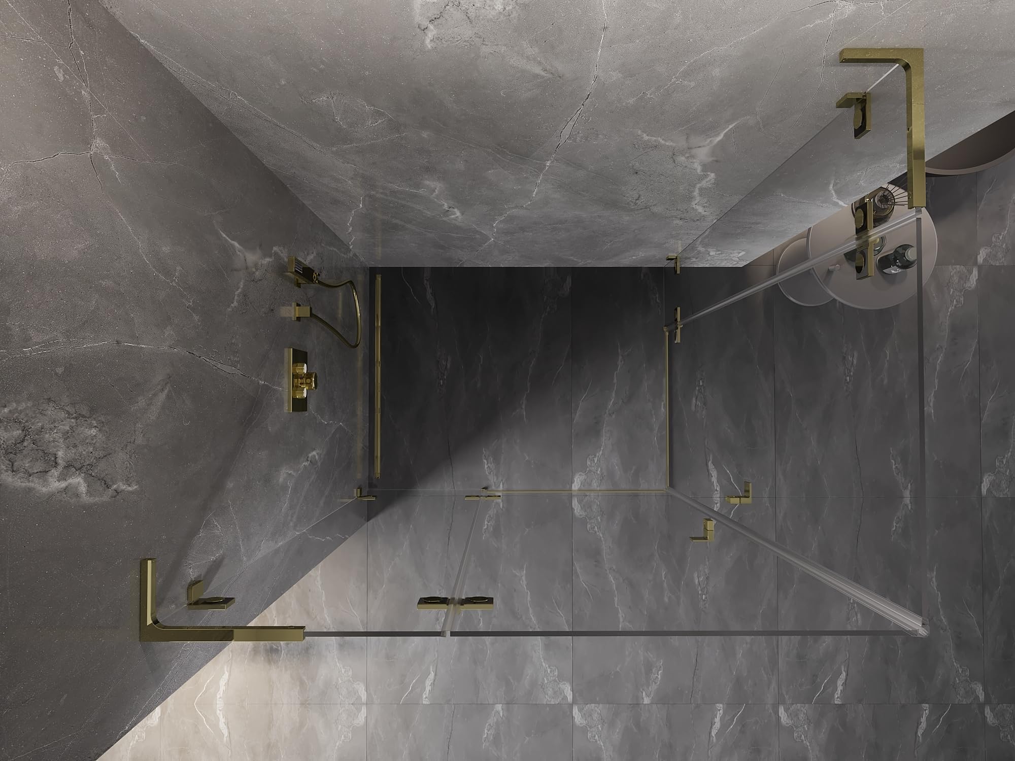 Mexen Lunar L Duo Box Doccia Porta Battente Sinistra 120x85 Trasparente Oro