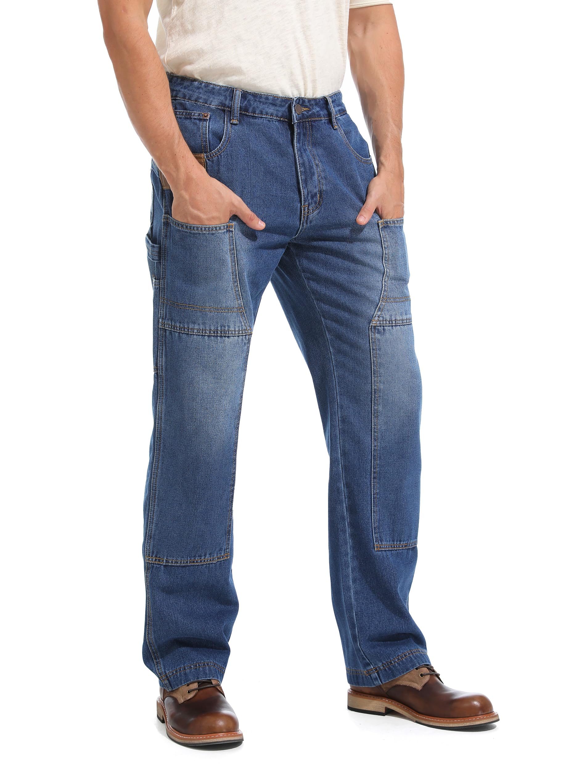 Jeans Arbeitshose Herren Skater Alltagshose Carpenter Jeans Worker Cargo Loose Fit mit Knieverstärkungen