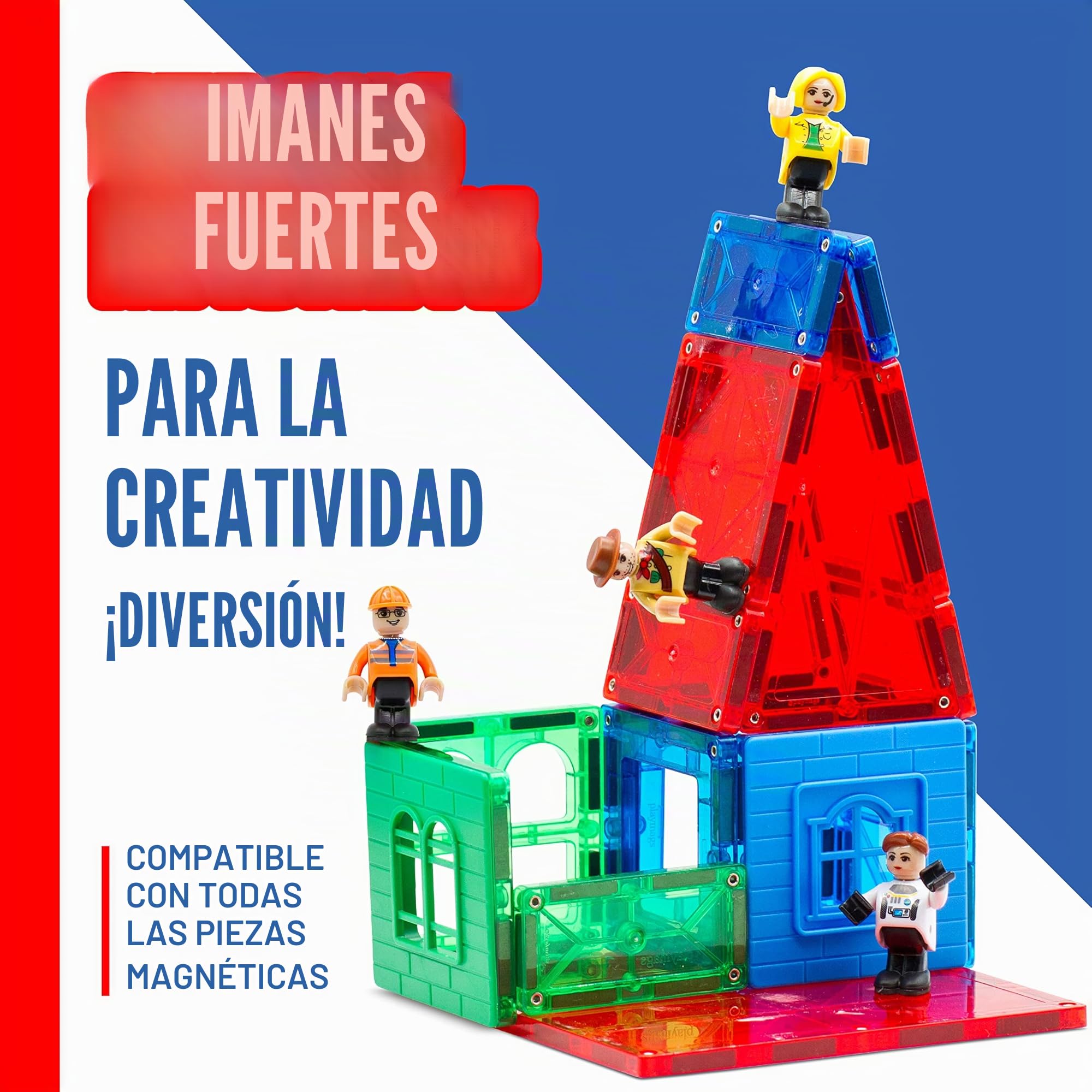 Playmags magnéticos Figuras-Comunidad Figuras Juego de 15 Piezas - Juega Personas fichas magnéticas - Stem Juguetes de Aprendizaje para niños - Expansión magnética Azulejos Pack-Compatible