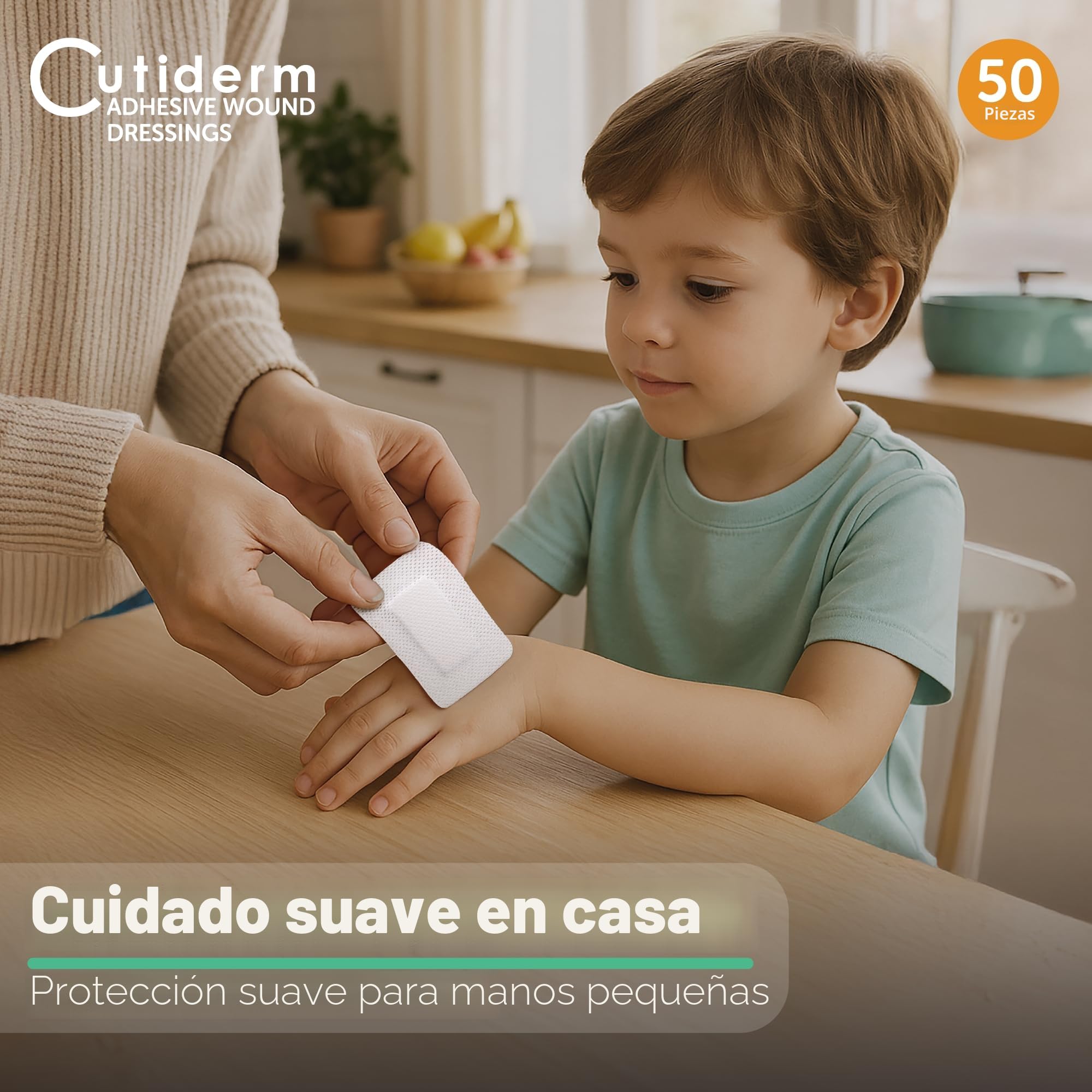 Cutiderm Apósito adhesivo estéril para heridas, 5 cm x 7,5 cm, caja de 50