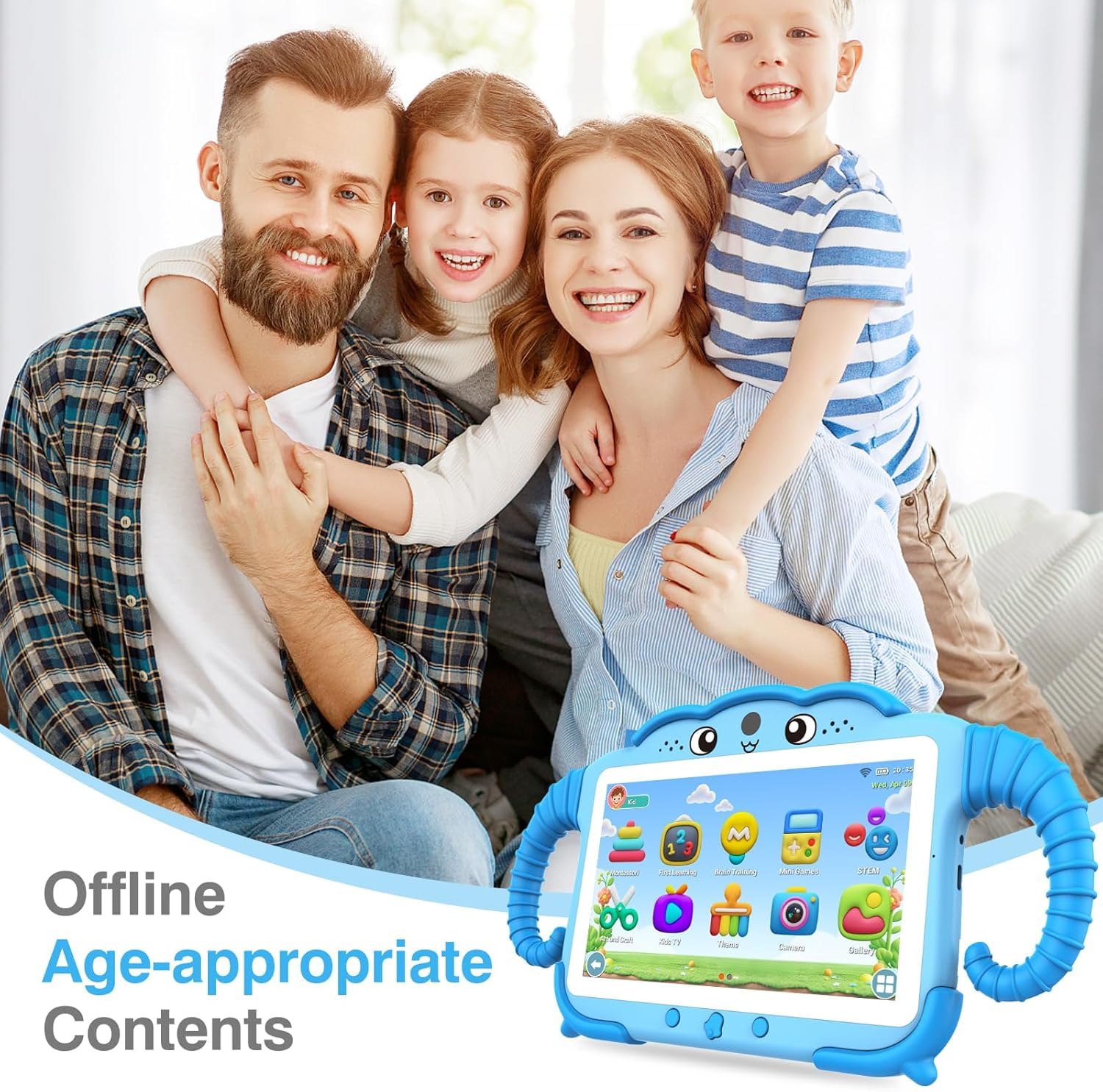Tablette pour Enfant 7 Pouces Android Tablette Enfants avec WiFi Bluetooth ContrôLe Parental Logiciel Enfant Pré-Installé Quad Core 32Go ROM Tablette Tactile Educative Youtube Google Play (Bleu)