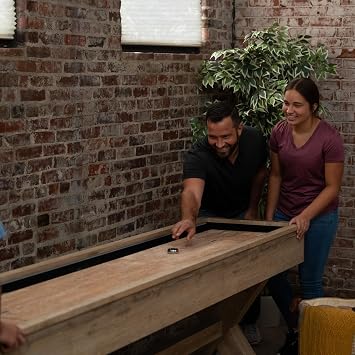 American Legend LED Shuffleboard with Buffet Top - Modern Style - Light Up LED Rails - Buffet Top with 2-Piece Leaf Design